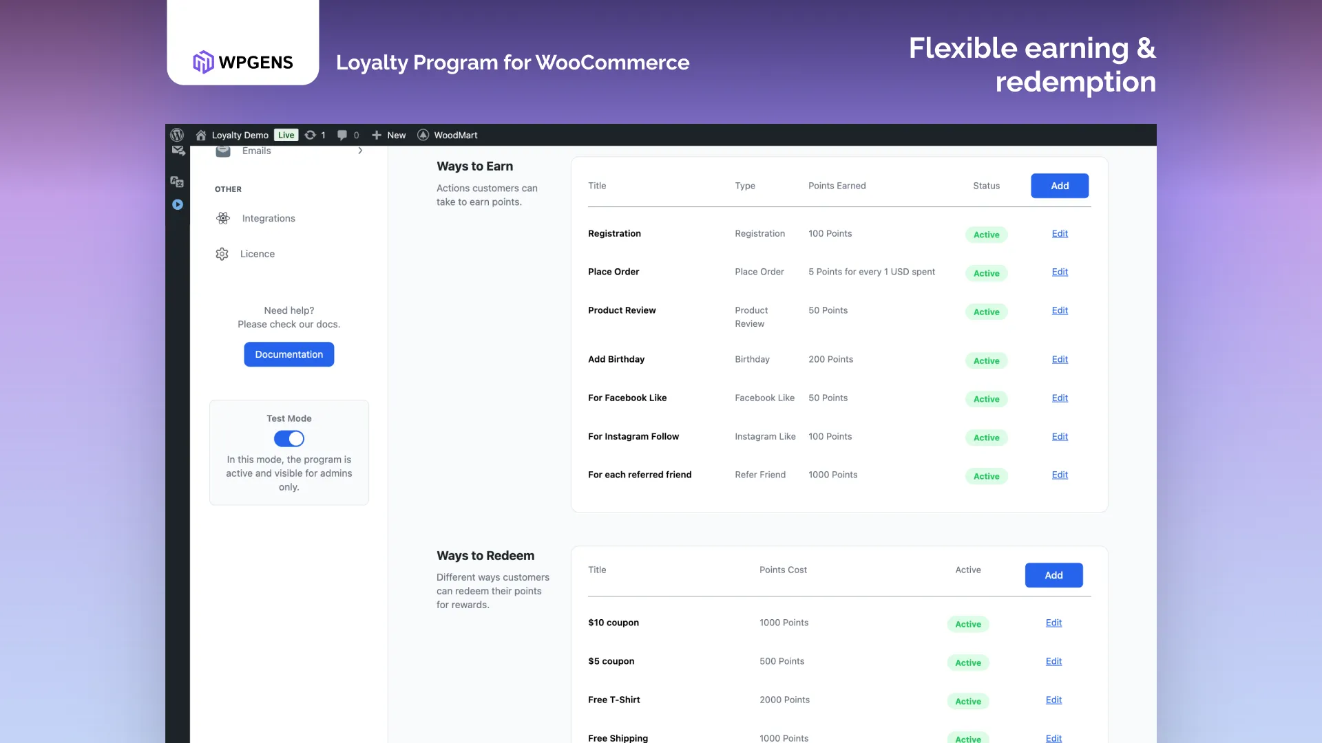 Points Configuration