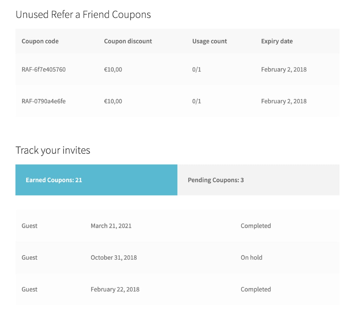 woocommerce refer a friend track referral coupons