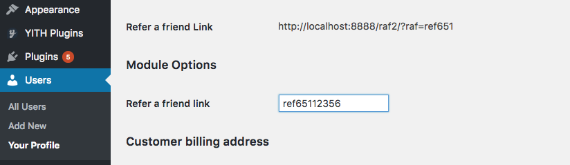 WooCommerce Refer a Friend How to manually change users referral code or link? referral link