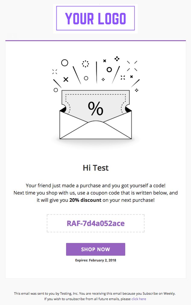 Emails That come with our referral plugin